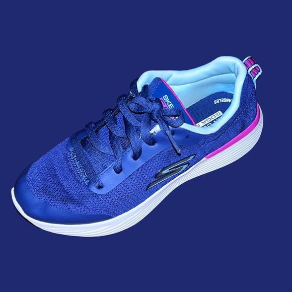 Junior Skechers Go Run 400 V2 Blue/Pink Sneakers Size 4 - Picture 1 of 7